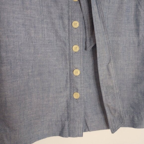 Talbots Blue Newport Chambray Button Front Skirt - Picture 2 of 8